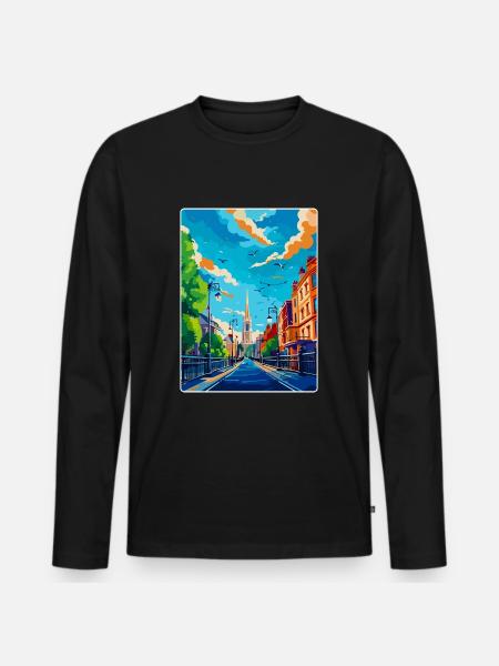 Dublin Irland Uk Vintage Reiseplakat Souvenir - Männer Premium Bio Langarmshirt - Schwarz