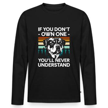 Chien de combat Chien d’assistance maître - T-shirt manches longues Premium bio Homme - noir - Devant - Nico (187cm)