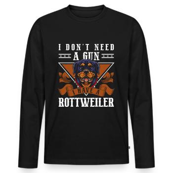 Rottweiler Hunderasse Wachhund Vierbeiner - Männer Premium Bio Langarmshirt - Schwarz - Vorne - Nico (187cm)