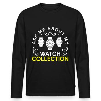 Uhrenliebhaber Uhrwerk Luxusuhr - Männer Premium Bio Langarmshirt - Schwarz - Vorne - Nico (187cm)