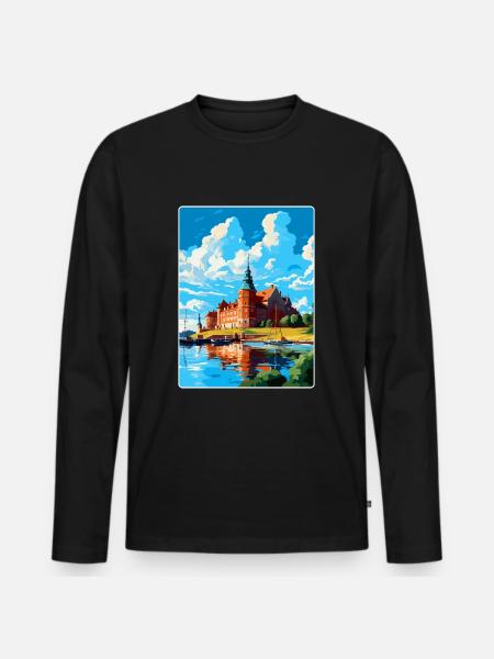 Kalmar Sverige Vintage Reseaffisch WPA Souvenir - Ekologisk långärmad premium-T-shirt herr - svart