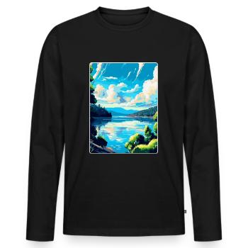 Souvenir de l’affiche de voyage vintage de l’Europe sur le Danube - T-shirt manches longues Premium bio Homme - noir - Devant - Nico (187cm)