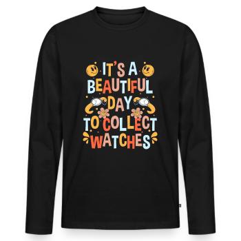 Montre Collection de montres de collection - T-shirt manches longues Premium bio Homme - noir - Devant - Nico (187cm)