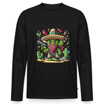 Cactus Bandido - Men's Premium Organic Long Sleeve Shirt - black - Front - Nico (187cm)