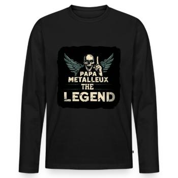 papa metalleux the legend - T-shirt manches longues Premium bio Homme - noir - Devant - Nico (187cm)