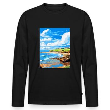 Bude Cornwall, England, Vereinigtes Königreich, Reiseposter, Souvenir - Männer Premium Bio Langarmshirt - Schwarz - Vorne - Nico (187cm)