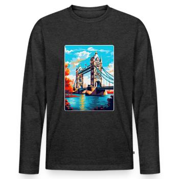 Tower Bridge England Uk Travel Poster Souvenir WPA - Men's Premium Organic Long Sleeve Shirt - heather anthracite - Front - Nico (187cm)