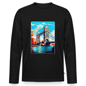 Tower Bridge England Uk Reise Poster Souvenir WPA - Männer Premium Bio Langarmshirt - Schwarz - Vorne - Nico (187cm)