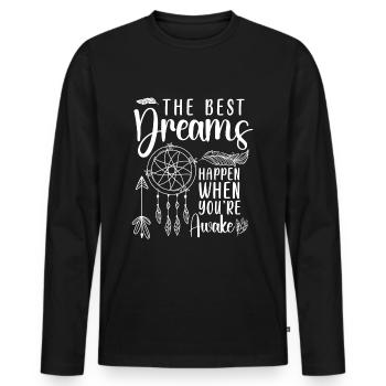 Dreaming Spiritual Motivation Esotericism - Men's Premium Organic Long Sleeve Shirt - black - Front - Nico (187cm)