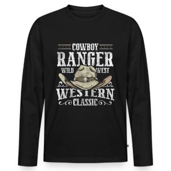 Wild West Sheriff Western Master Bottes Cowboy - T-shirt manches longues Premium bio Homme - noir - Devant - Nico (187cm)