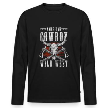 Cowboy Law Western Master Texas - T-shirt manches longues Premium bio Homme - noir - Devant - Nico (187cm)