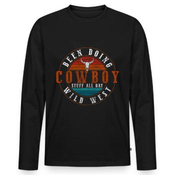 Cheval Cowboy Western Master Indien - T-shirt manches longues Premium bio Homme - noir - Devant - Nico (187cm)