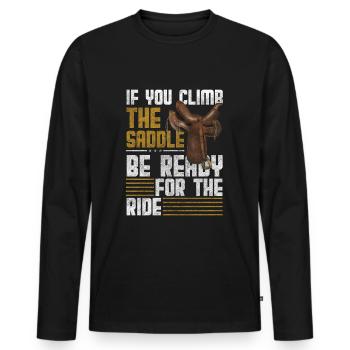 Courage du Far West Pays sauvage - T-shirt manches longues Premium bio Homme - noir - Devant - Nico (187cm)