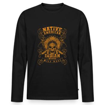 Shérif du Far West Pays sauvage - T-shirt manches longues Premium bio Homme - noir - Devant - Nico (187cm)