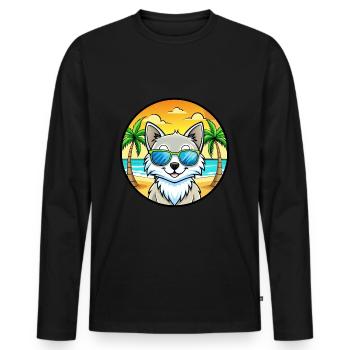 Lunettes de soleil de plage de race de chat angora turc - T-shirt manches longues Premium bio Homme - noir - Devant - Nico (187cm)
