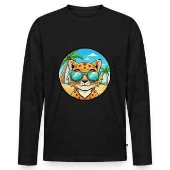 Australische gefleckte Nebelkatzenrasse Cartoon Beach - Männer Premium Bio Langarmshirt - Schwarz - Vorne - Nico (187cm)
