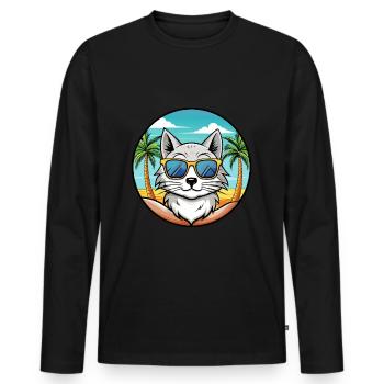 Lunettes de soleil de plage de race de chat angora turc - T-shirt manches longues Premium bio Homme - noir - Devant - Nico (187cm)