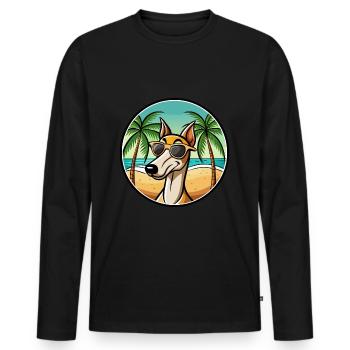 Old Croatian Sighthound Dog Breed Cartoon Beach - Men's Premium Organic Long Sleeve Shirt - black - Front - Nico (187cm)