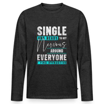 Relation Flirt d’amour - T-shirt manches longues Premium bio Homme - anthracite chiné - Devant - Nico (187cm)