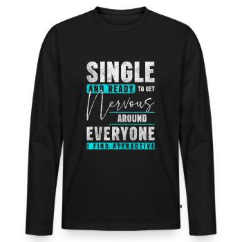 Relationship Love Flirt - Men's Premium Organic Long Sleeve Shirt - black - Front - Nico (187cm)