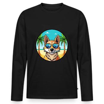 Slovensky Kopov Hunderasse Cartoon Sonnenbrille Strand - Männer Premium Bio Langarmshirt - Schwarz - Vorne - Nico (187cm)