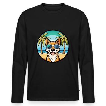 Perro De Presa Mallorquinische Hunderasse Cartoon Beach - Männer Premium Bio Langarmshirt - Schwarz - Vorne - Nico (187cm)