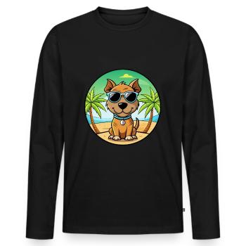 Teddy Roosevelt Terrier Dog Breed Cartoon Beach - Men's Premium Organic Long Sleeve Shirt - black - Front - Nico (187cm)
