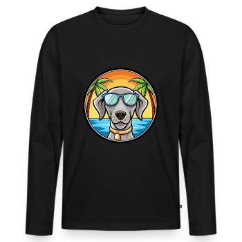 Weimaraner Hund Rasse Cartoon Sonnenbrille Strand - Männer Premium Bio Langarmshirt - Schwarz - Vorne - Nico (187cm)