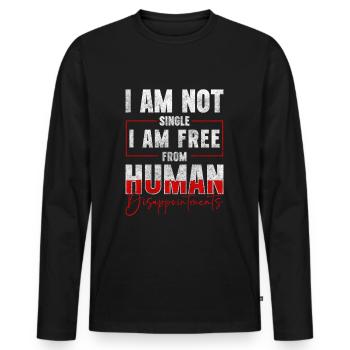 Relation célibataire humain - T-shirt manches longues Premium bio Homme - noir - Devant - Nico (187cm)