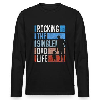 Alleinstehend Beziehungsstatus Humor - Männer Premium Bio Langarmshirt - Schwarz - Vorne - Nico (187cm)