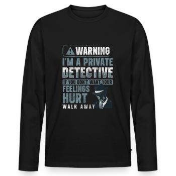 Détective privé Inspecteur d’indices - T-shirt manches longues Premium bio Homme - noir - Devant - Nico (187cm)