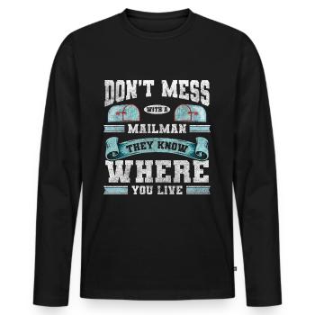 Postbote Zustellung Briefbote Bote - Männer Premium Bio Langarmshirt - Schwarz - Vorne - Nico (187cm)