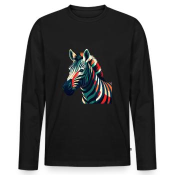 Zebra Cartoon Character Colorful Pet Animal - Men's Premium Organic Long Sleeve Shirt - black - Front - Nico (187cm)
