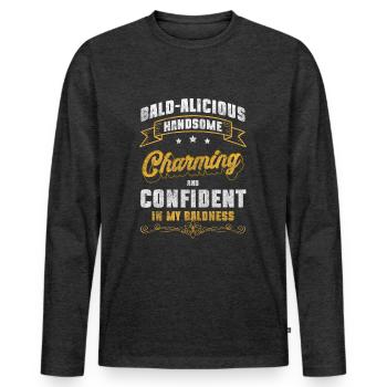 Coiffeur sans poils - T-shirt manches longues Premium bio Homme - anthracite chiné - Devant - Nico (187cm)