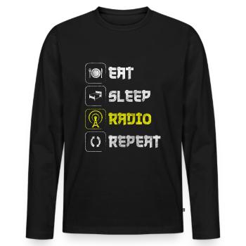 Fréquence des ondes radio du podcast - T-shirt manches longues Premium bio Homme - noir - Devant - Nico (187cm)