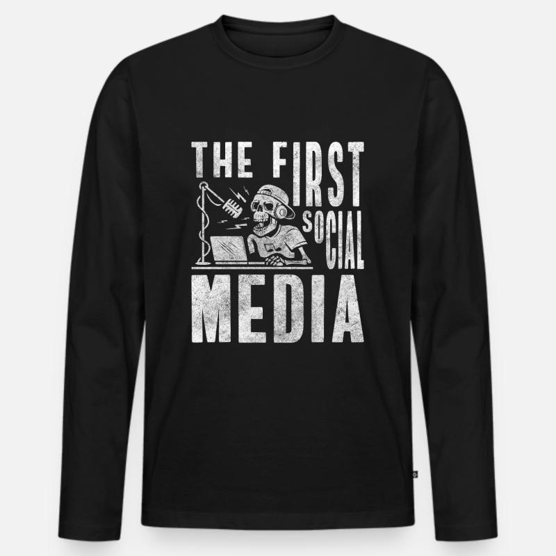 Radio Transmitter Herz - Männer Premium Bio Langarmshirt - Schwarz