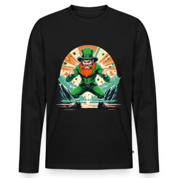 St. Patrick's Day Kleeblatt Kobold - Männer Premium Bio Langarmshirt - Schwarz - Vorne - Nico (187cm)