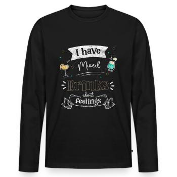 Bartender Beer Drinker Gin - Men's Premium Organic Long Sleeve Shirt - black - Front - Nico (187cm)