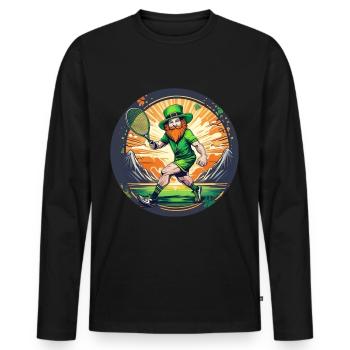 St. Patrick's Day Kleeblatt Tennis - Männer Premium Bio Langarmshirt - Schwarz - Vorne - Nico (187cm)