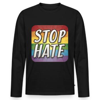 LGBTQ Stop Hate - Männer Premium Bio Langarmshirt - Schwarz - Vorne - Nico (187cm)