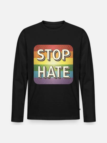 LGBTQ Stop Hate - Men's Premium Organic Long Sleeve Shirt - black