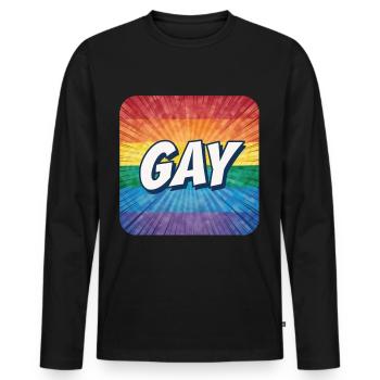 LGBTQ GAY - T-shirt manches longues Premium bio Homme - noir - Devant - Nico (187cm)