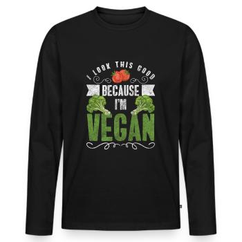 Vegan Veganismus Natur Ethik - Männer Premium Bio Langarmshirt - Schwarz - Vorne - Nico (187cm)