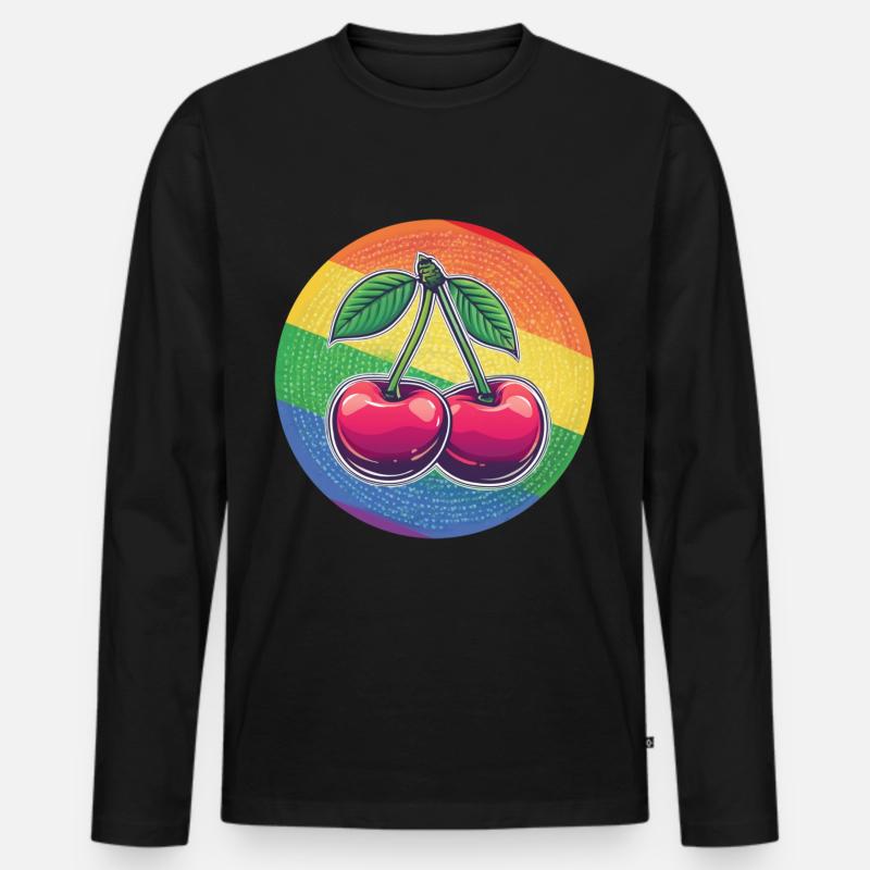 LGBTQ Kirsche - Männer Premium Bio Langarmshirt - Schwarz