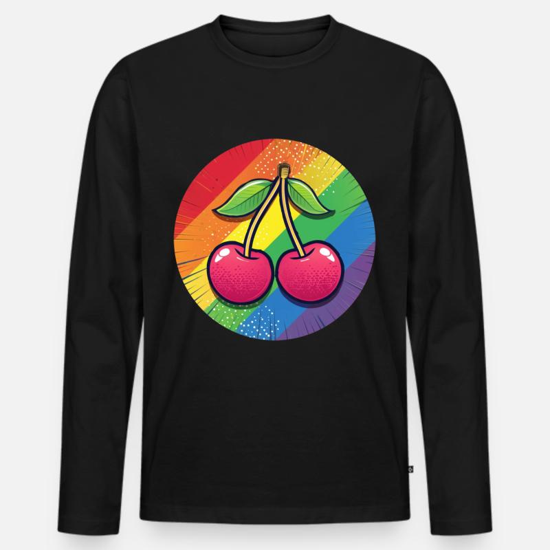 LGBTQ Kirsche - Männer Premium Bio Langarmshirt - Schwarz