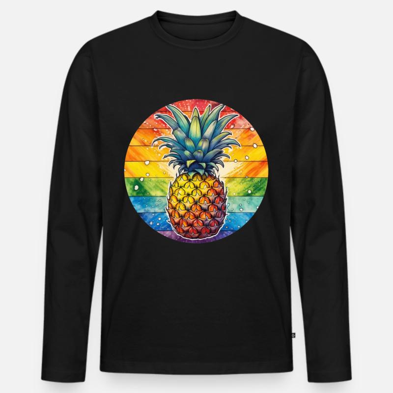 LGBTQ Ananas - Männer Premium Bio Langarmshirt - Schwarz