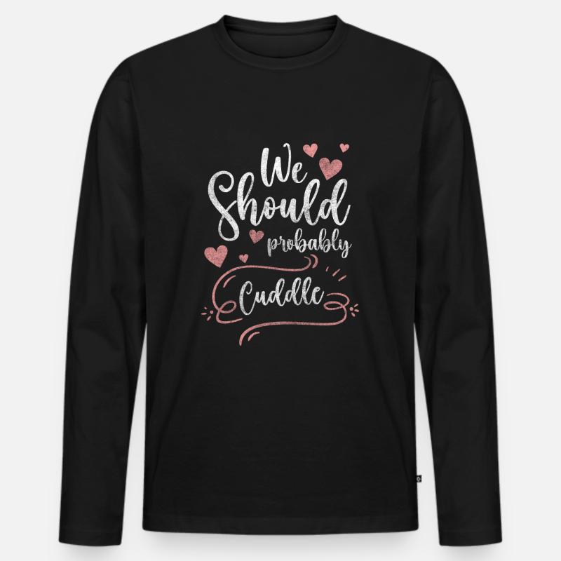Liebe Nähe Kuschelig Romantisch - Männer Premium Bio Langarmshirt - Schwarz