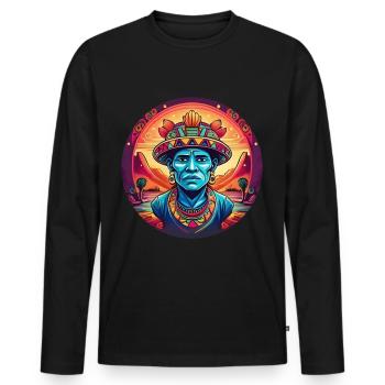5 de Mayo Party Drinko de Mayo Mayan Culture, - Men's Premium Organic Long Sleeve Shirt - black - Front - Nico (187cm)