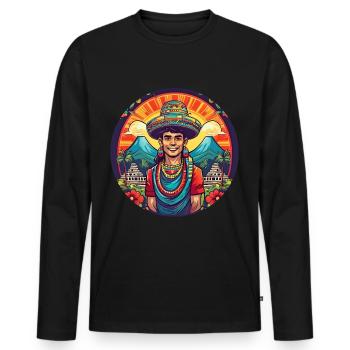 5 de Mayo Party Drinko de Mayo Mayan Culture, - Men's Premium Organic Long Sleeve Shirt - black - Front - Nico (187cm)