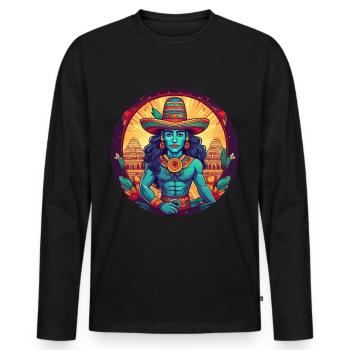 5 de Mayo Party Drinko de Mayo Mayan Culture, - Men's Premium Organic Long Sleeve Shirt - black - Front - Nico (187cm)